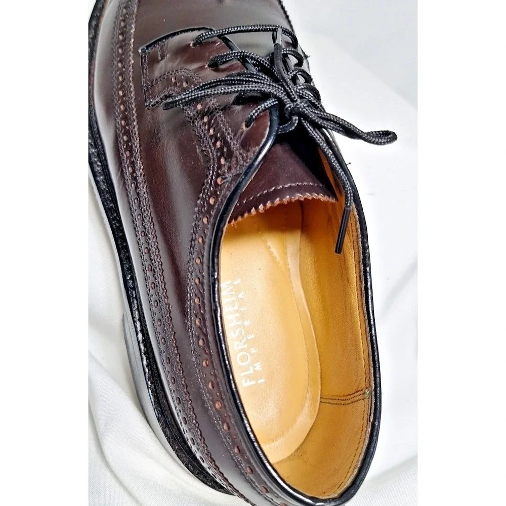 Florsheim Imperial Mens Oxford Wingtip Oxblood Leather Shoes Size 8 E